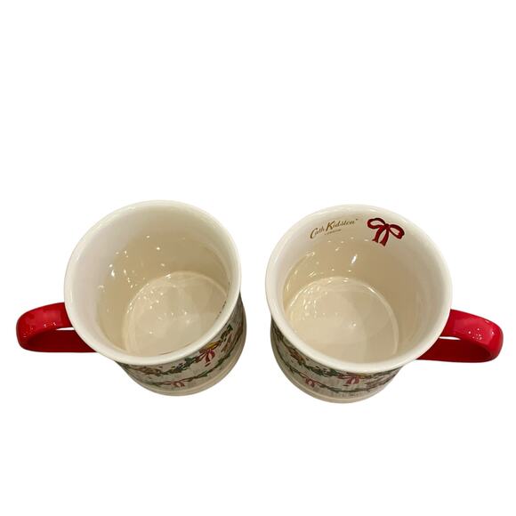 Set of 2 Cath Kidston CHRISTMAS Red Bow Animal Garland Mug Holiday Tea Cup New - Picture 8 of 15